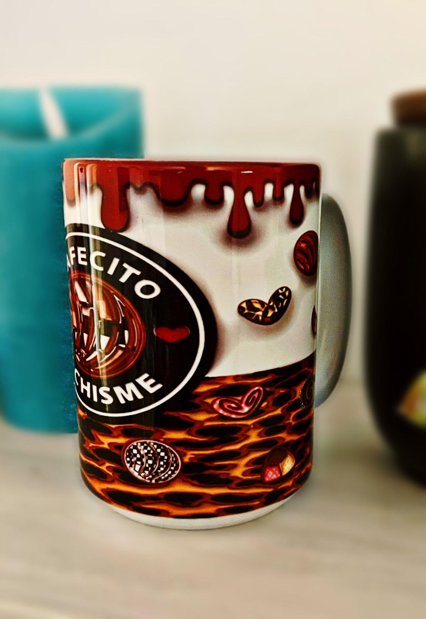 Cafecito Coffee Mug, Cafecito y Chisme Mug, Coffee Cup, Spanglish gifts, Spanish Mexico, Mother's Day, Leopard, Cheetah, Conchas