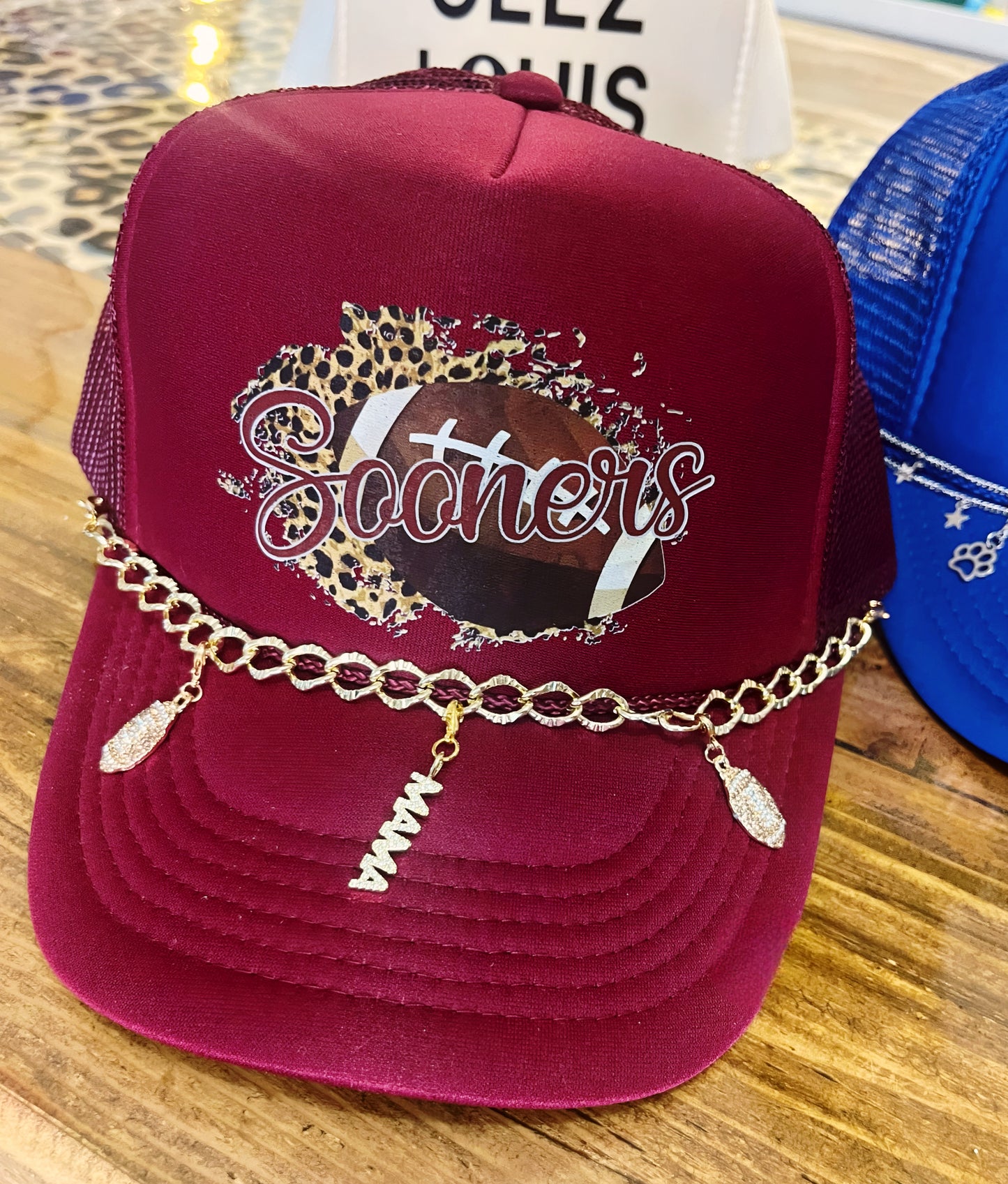 Maroon 'Sooners' (cheetah) Trucker Hat