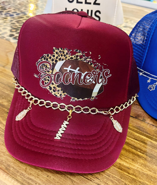 Maroon 'Sooners' (cheetah) Trucker Hat