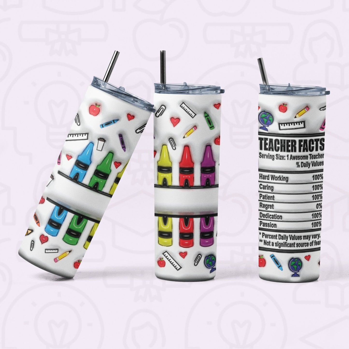 Teacher Monogram Tumbler Wrap, Blank Monogram Wrap for Name to be added, Full 3d Inflated Design Wrap, For Straight Tumblers