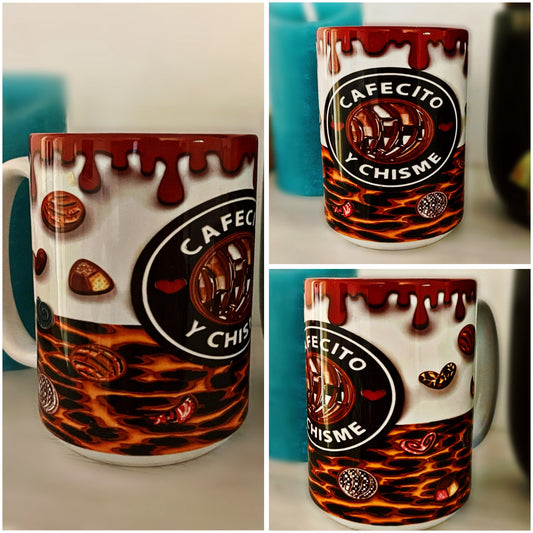 Cafecito Coffee Mug, Cafecito y Chisme Mug, Coffee Cup, Spanglish gifts, Spanish Mexico, Mother's Day, Leopard, Cheetah, Conchas