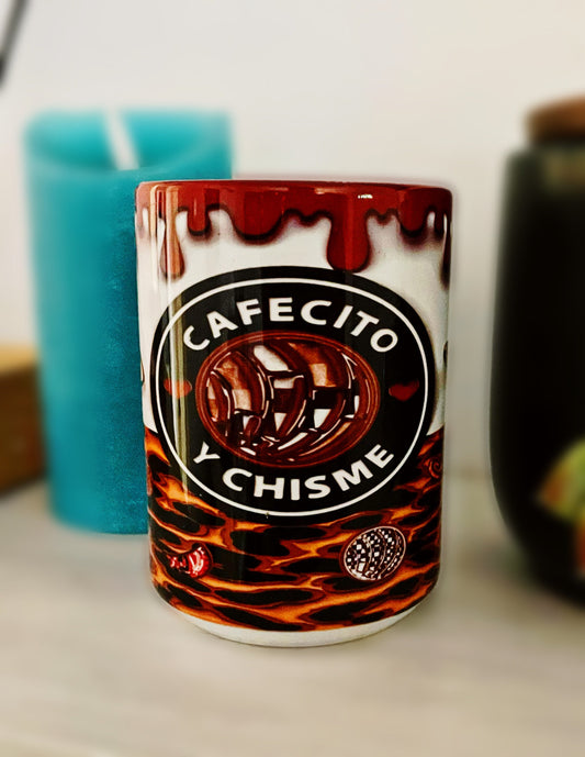 Cafecito Coffee Mug, Cafecito y Chisme Mug, Coffee Cup, Spanglish gifts, Spanish Mexico, Mother's Day, Leopard, Cheetah, Conchas